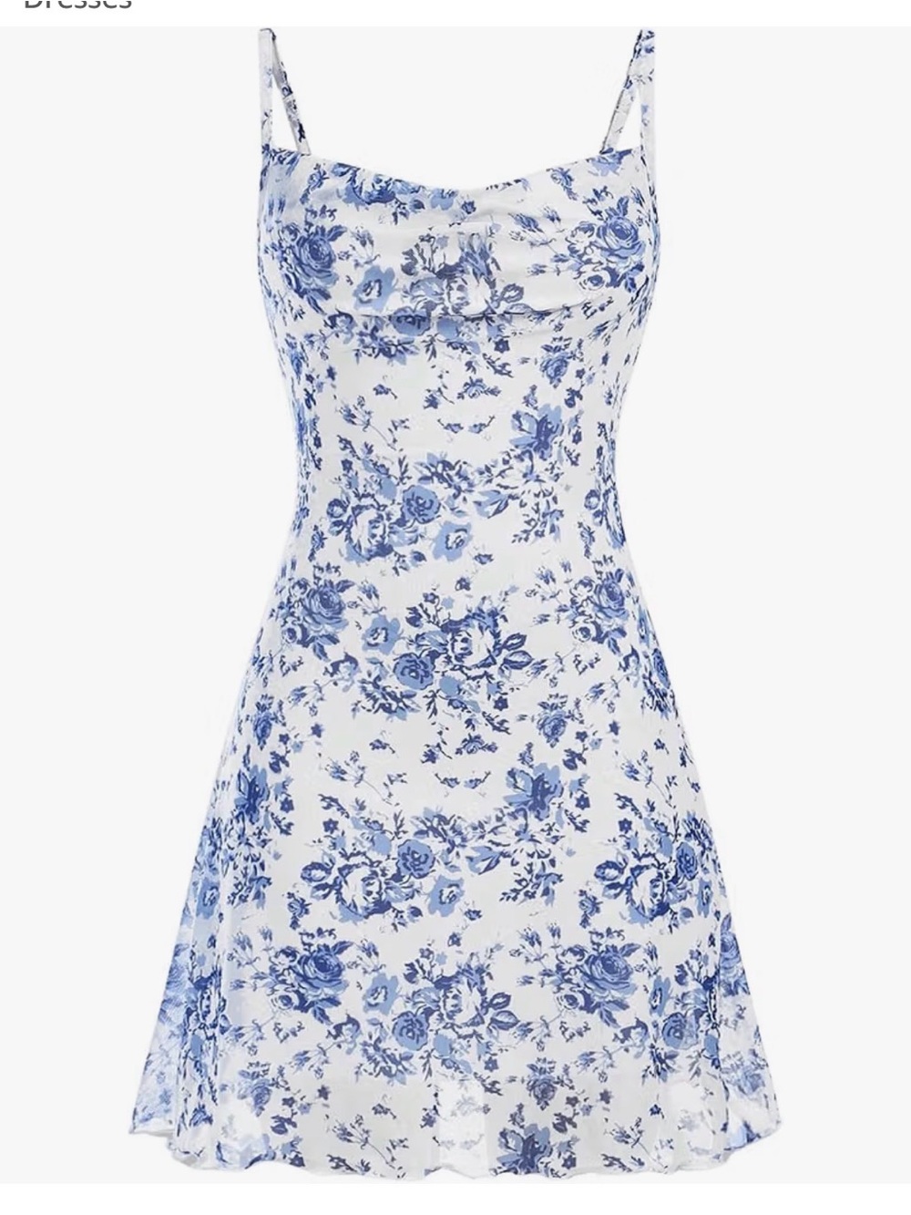 A546 Blue Floral Girls Spaghetti-Strap Sun Cami Dress -Ruffle hem NWOT Size 11Y